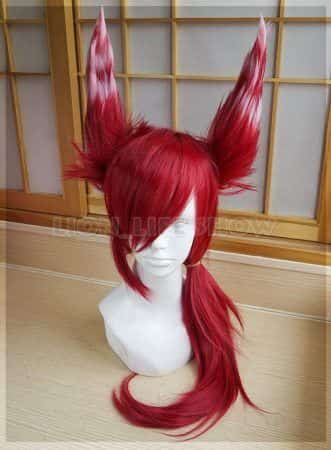 Xayah Wig Ears New 136th Champion LOL Cosplay Red Ponytail