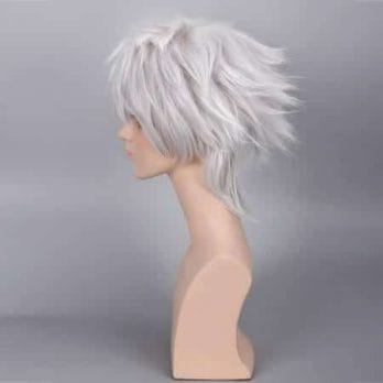 Anime NARUTO Hatake Kakashi Cosplay Wig Silver White Short Heat Resistant Sythentic Hair Wigs + Headband + Mask 2