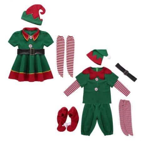 Grünes Weihnacht Elfen Kostüm für Kinder 2