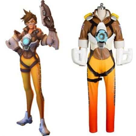 OW Game Hero Tracer Lena Oxton Cosplay Outift Video Game Cosplay Halloween Costumes For Female Girls Full Set Free Shipping