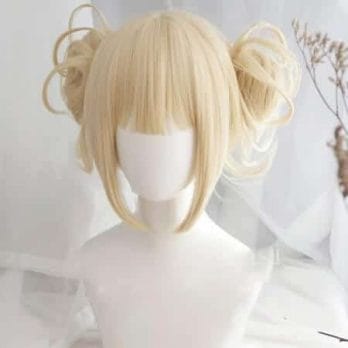 Anime My Boku no Hero Academia Akademia Himiko Toga Short Light Blonde Ponytails Heat Resistant Cosplay Costume Wig+Cap 1