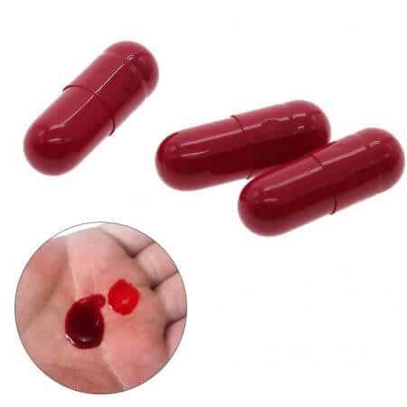 Three capsules of fake blood as a Halloween gag 7