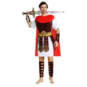 Umorden Halloween Purim Adult Ancient Roman Greek Warrior Gladiator Costume Knight Julius Caesar Costumes for Men Women Couple 1