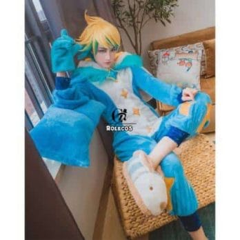 ROLECOS Game LOL Ezreal Cosplay Costume Pajama Star Guardian Ezreal Pajama Cosplay Costume for Men Jumpsuits Full Set 2