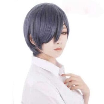Anime Black Butler Kuroshitsuji Ciel Phantomhive Wigs Grey Blue Heat Resistant Synthetic Hair Cosplay Wig + Black Eyepatch 2