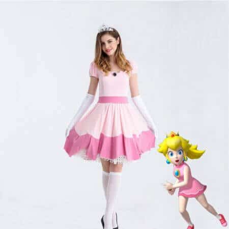 Deluxe Adult Princess Peach Costume Women Princess Peach Super Mario Bros Party Cosplay Costumes Halloween Costumes