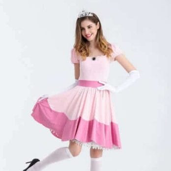 Deluxe Adult Princess Peach Costume Women Princess Peach Super Mario Bros Party Cosplay Costumes Halloween Costumes 4