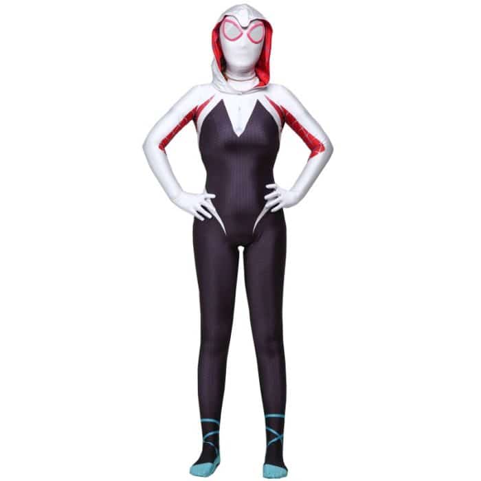 DIOCOS Spider Gwen Stacy Cosplay Costumes 3D Print Adult Kids Jumpsuits for Halloween Party 10