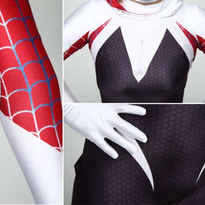 DIOCOS Spider Gwen Stacy Cosplay Costumes 3D Print Adult Kids Jumpsuits for Halloween Party 5