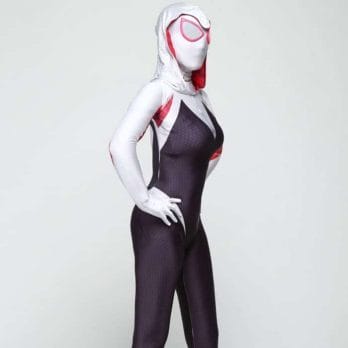 DIOCOS Spider Gwen Stacy Cosplay Costumes 3D Print Adult Kids Jumpsuits for Halloween Party 2