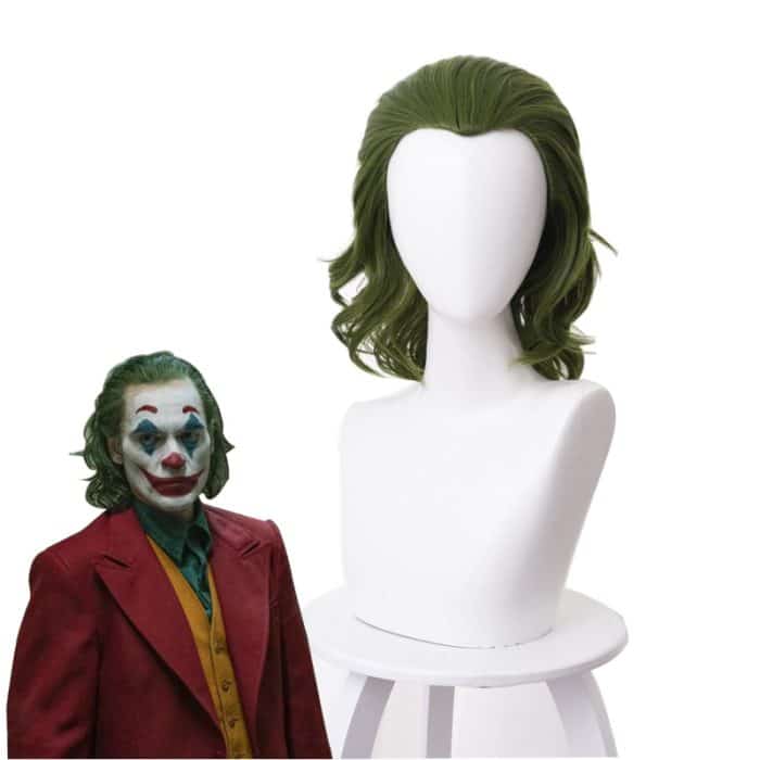 Joker Wig Movie Pennywise Joaquin Phoenix Arthur Fleck Clown Batman Cosplay Curly Green Synthetic Hair Wig with Free Wig Cap 1