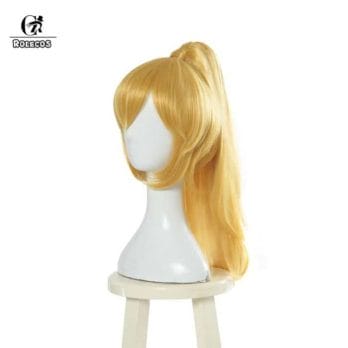 ROLECOS Bowsette Cosplay Headwear Princess Koopa Cosplay Hair Koop-hime Red Ponytail Women Hair Yellow Synthetic Hair 2