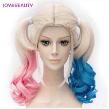 JOY&BEAUTY Hair Harley Quinn Cosplay Wig Styled Wavy Synthetic Ponytail Wig High Temperature Fiber Cos Wig Free Shipping 3