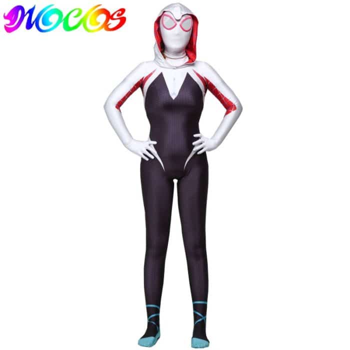 DIOCOS Spider Gwen Stacy Cosplay Costumes 3D Print Adult Kids Jumpsuits for Halloween Party 1