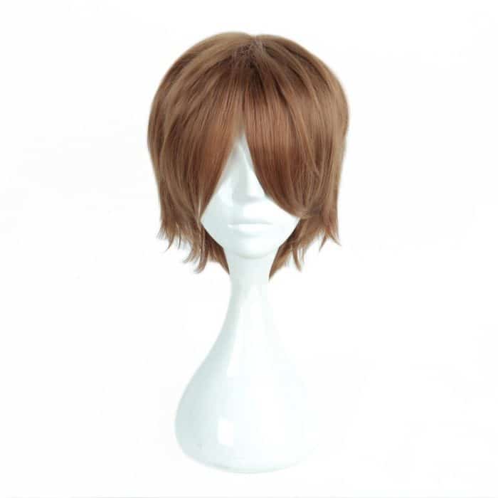 Anime Death Note Yagami Light Cos Wig Short Brown Heat Resistant Hair Pelucas Cosplay Costume Wigs + Wig Cap 4