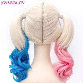 JOY&BEAUTY Hair Harley Quinn Cosplay Wig Styled Wavy Synthetic Ponytail Wig High Temperature Fiber Cos Wig Free Shipping 6
