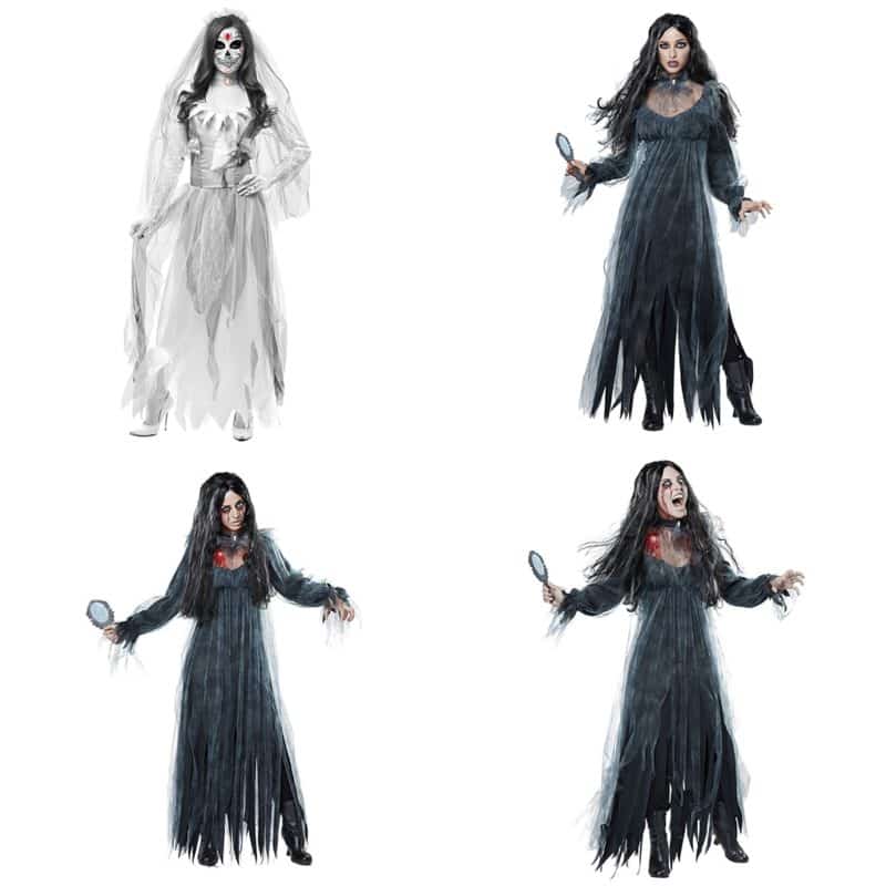 Women Cosplay Halloween Costume Horror Ghost Dead Corpse Zombie Bride Dress 5