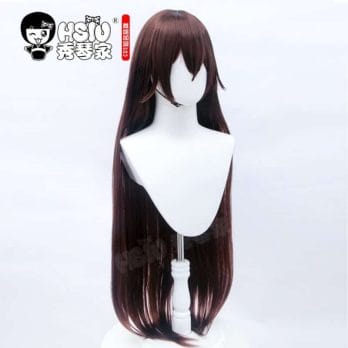 HSIU game Genshin Impact cosplay Amber wig dark brown long hair + Free brand wig net 2