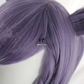 ROLECOS Genshin Impact Cosplay Wig Keqing Cosplay Wig Women Purple 80cm Headwear Halloween Long Double Ponytail Heat Resistant 3
