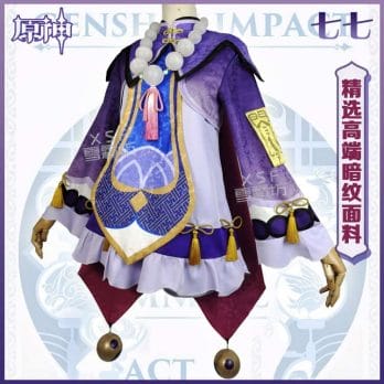 2020 Anime Game Genshin Impact Qiqi Cosplay Costume Adult Women Dress Uniform Outfit Party Halloween Xmas Carnival Full Set 3