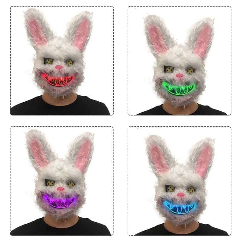 Leuchtende Bloody Bunny Plüsch Maske für Cosplay und Halloween 7