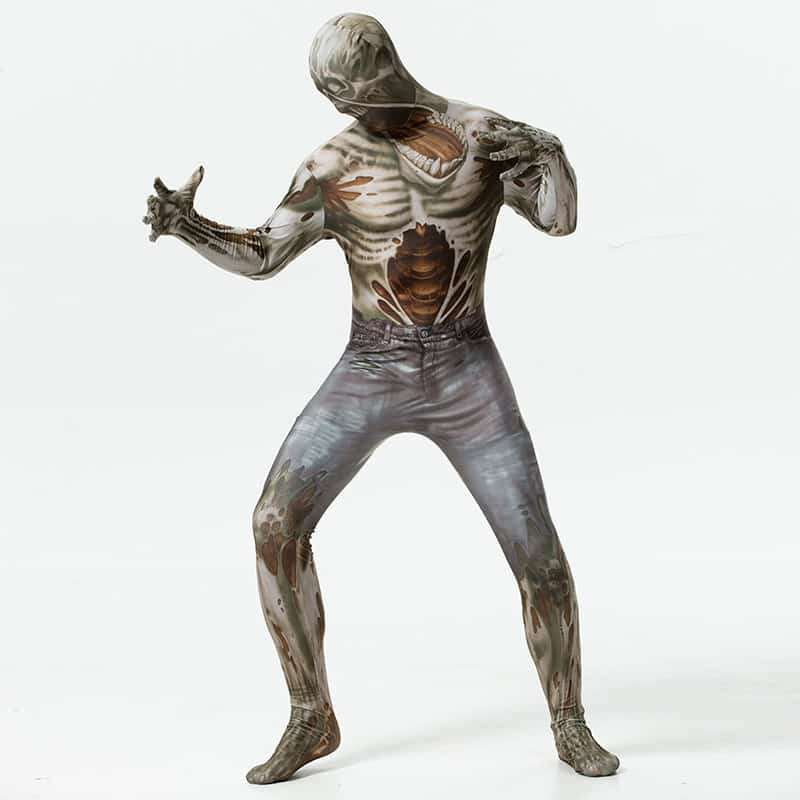 Horror Mummy Zombie Costume Cosplay Halloween Costume for Men Skeleton Jumpsuit Carnival Party Dress Up 2
