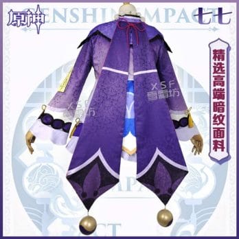 2020 Anime Game Genshin Impact Qiqi Cosplay Costume Adult Women Dress Uniform Outfit Party Halloween Xmas Carnival Full Set 2