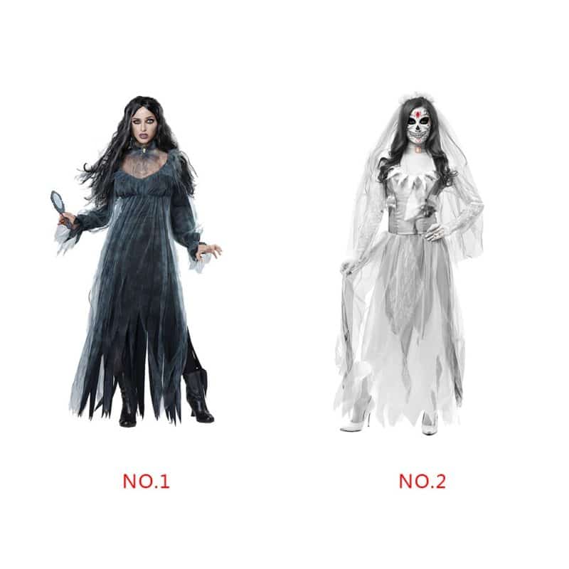 Women Cosplay Halloween Costume Horror Ghost Dead Corpse Zombie Bride Dress 6