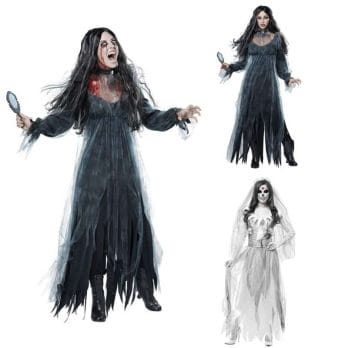 Women Cosplay Halloween Costume Horror Ghost Dead Corpse Zombie Bride Dress 4