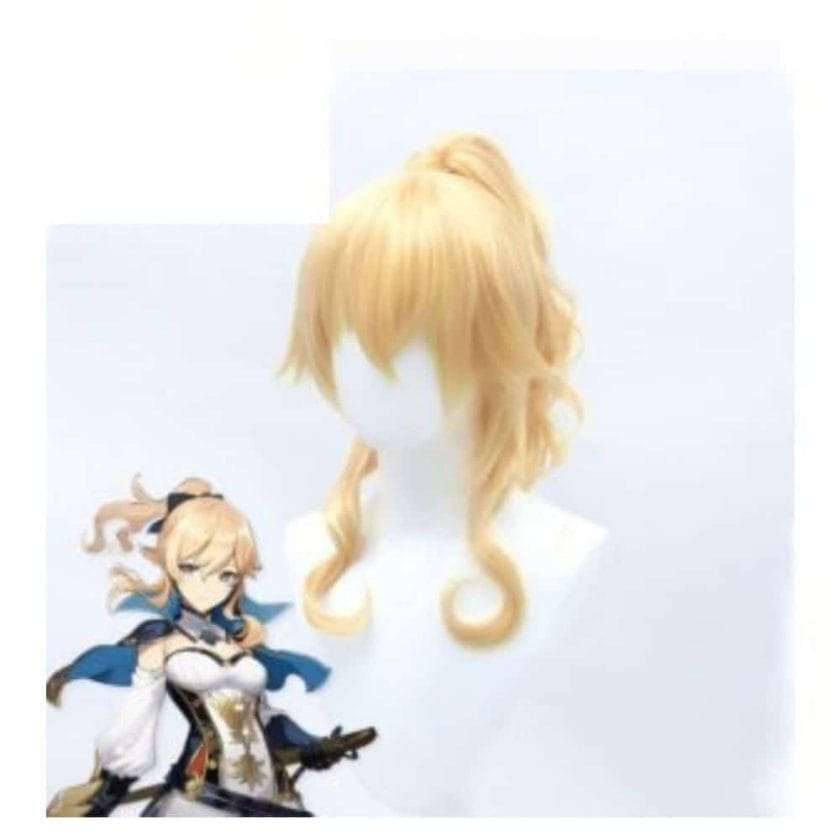 Cute Genshin Impact Jean Golden Ponytail Wig With Free Cap 3