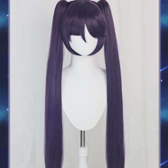 Genshin Impact Mona Megastus Cosplay Twin Tail Wig - Purple, 90cm 12