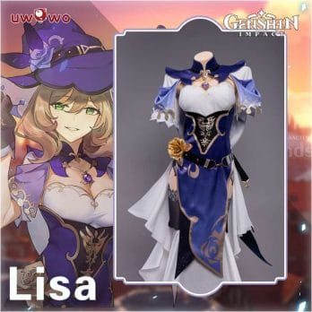 Pre-sale UWOWO Game Genshin Impact Lisa Witch of Purple Rose Cosplay Costume The Librarian Sexy Dress 1