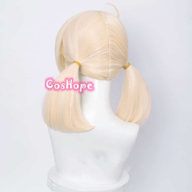 Genshin Impact Cosplay Clover 45cm Wig Golden Wig Cosplay Anime Cosplay Wigs Heat Resistant Synthetic Wigs Halloween for Girls 5