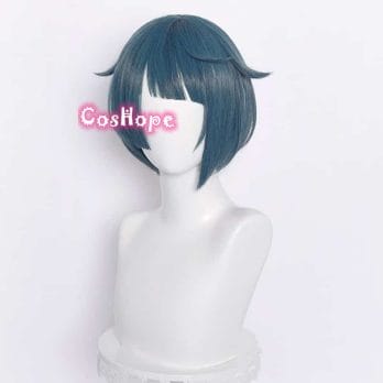 Genshin Impact Xingqiu Cosplay 30cm Wig Short Grey Blue Wig Cosplay Anime Cosplay Wigs Heat Resistant Synthetic Wigs Halloween 2