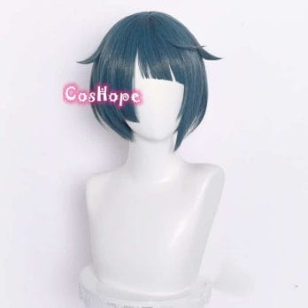 Genshin Impact Xingqiu Cosplay 30cm Wig Short Grey Blue Wig Cosplay Anime Cosplay Wigs Heat Resistant Synthetic Wigs Halloween 3