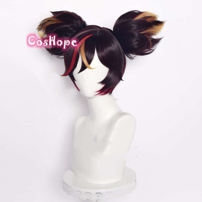 Genshin Impact Cosplay Xinyan 30cm Wig Brown Gradient Wig Cosplay Anime Wigs Heat Resistant Synthetic Wigs Halloween 4