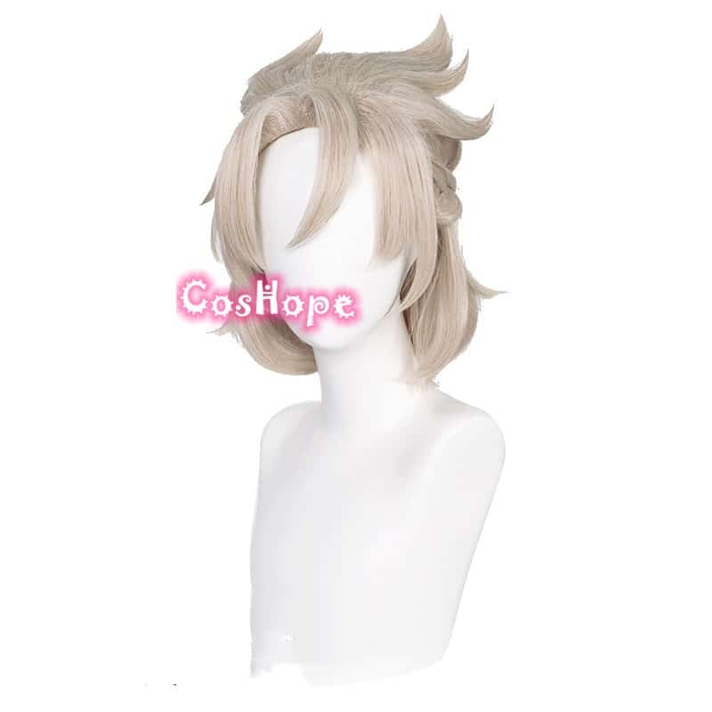 Genshin Impact Albedo Cosplay 35cm Short Linen Wig Cosplay Anime Cosplay Wigs Heat Resistant Synthetic Wigs Halloween 2