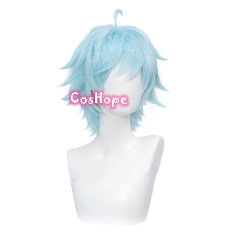 Genshin Impact Chongyun Cosplay Unisex 30cm Ice Blue Wig Cosplay Anime Cosplay Wigs Heat Resistant Synthetic Wigs Halloween 2