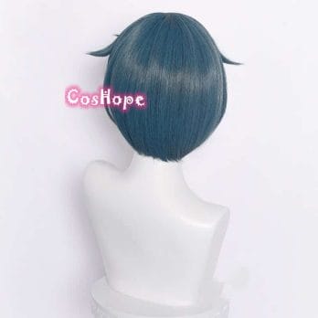 Genshin Impact Xingqiu Cosplay 30cm Wig Short Grey Blue Wig Cosplay Anime Cosplay Wigs Heat Resistant Synthetic Wigs Halloween 4