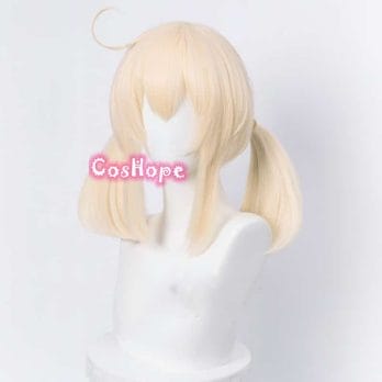 Genshin Impact Cosplay Clover 45cm Wig Golden Wig Cosplay Anime Cosplay Wigs Heat Resistant Synthetic Wigs Halloween for Girls 4