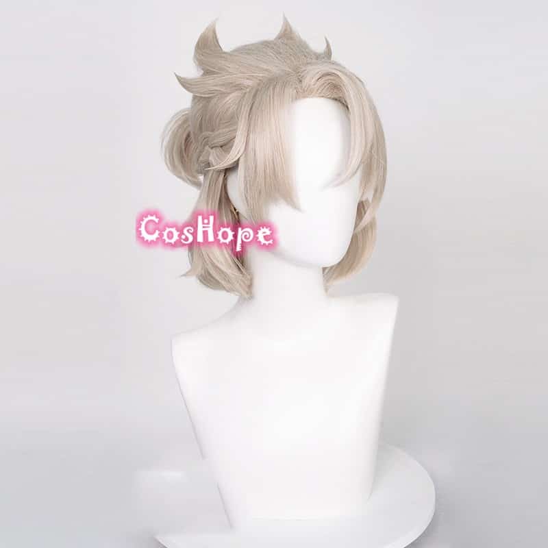 Genshin Impact Albedo Cosplay 35cm Short Linen Wig Cosplay Anime Cosplay Wigs Heat Resistant Synthetic Wigs Halloween 4
