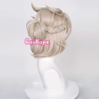 Genshin Impact Albedo Cosplay 35cm Short Linen Wig Cosplay Anime Cosplay Wigs Heat Resistant Synthetic Wigs Halloween 5