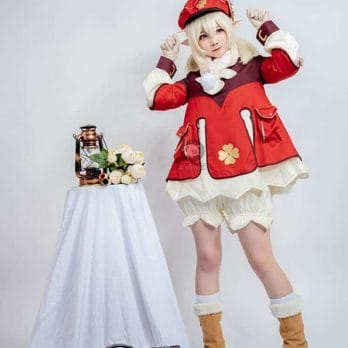 Genshin Impact Cosplay Costume Clover Cosplay Costume Women Red Costume Cute Girl Halloween Dress Pants Glove Hat Full Set 3