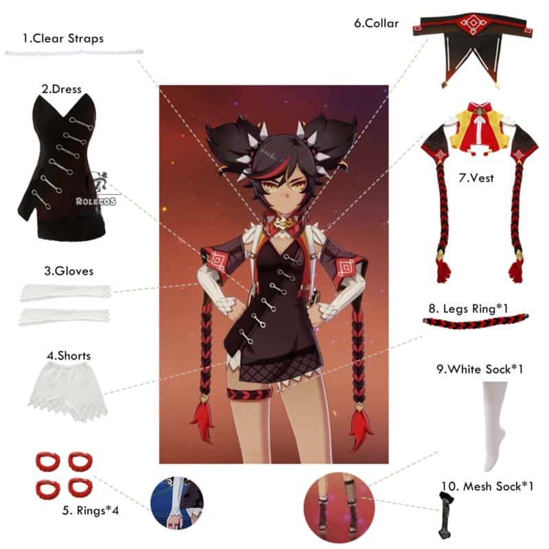 ROLECOS Genshin Impact Cosplay XINYAN Cosplay Costume Game Genshin Impact Costume for Women Halloween Suit Sexy Outfit 2