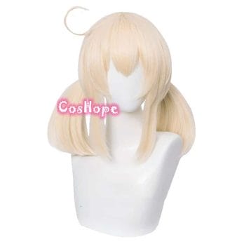 Genshin Impact Cosplay Clover 45cm Wig Golden Wig Cosplay Anime Cosplay Wigs Heat Resistant Synthetic Wigs Halloween for Girls 2