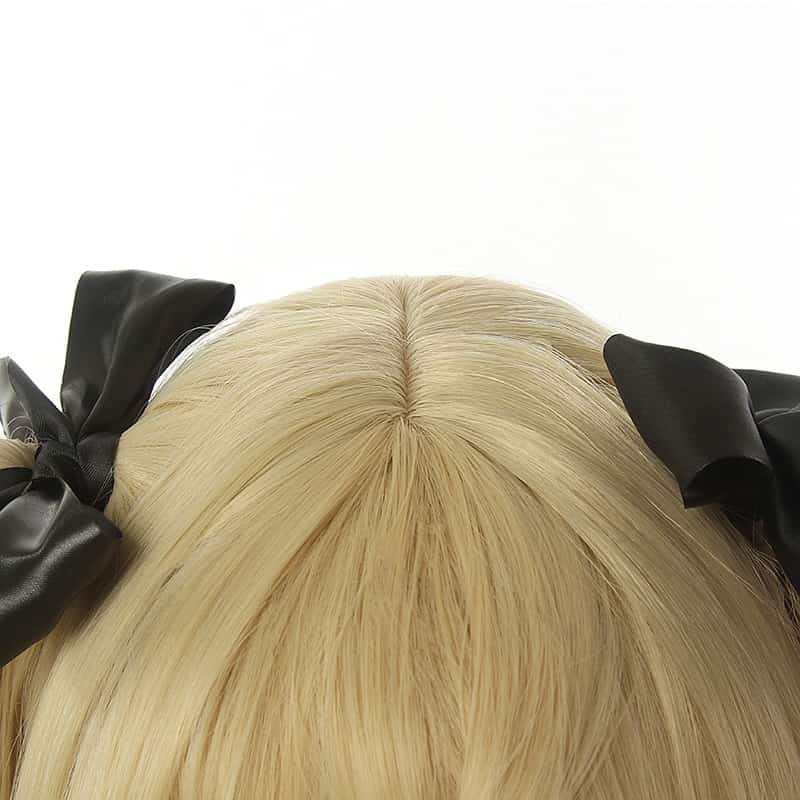 L-email wig Genshin Impact Fischl Cosplay Wig Long Light Blonde Wigs with Ponytails Heat Resistant Synthetic Hair Game Halloween 4