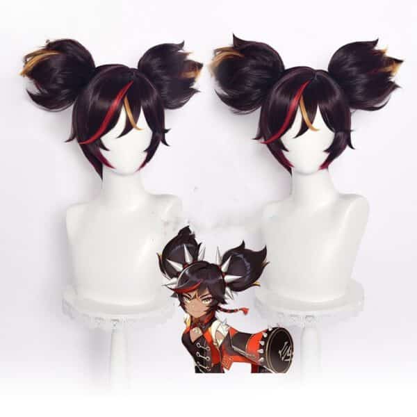 Genshin Impact Cosplay Xinyan 30cm Wig Brown Gradient Wig Cosplay Anime Wigs Heat Resistant Synthetic Wigs Halloween 1