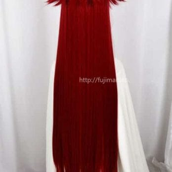 Kuroshitsuji Black Butler Grell Sutcliff Red Long Straight Heat Resistant Hair Cosplay Costume Wig + Skull Chain Glasses 4