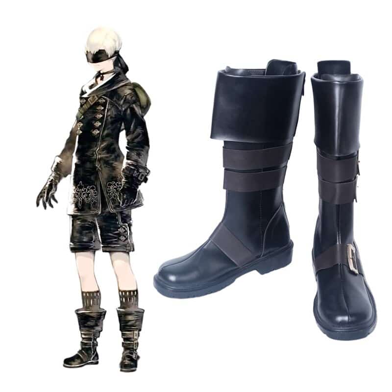New Game Nier Automata Cosplay Shoes YoRHa 9S PU Leather Cosplay Boots Black Zipper-up Halloween Carnival Party Shoes Size 35-47 1