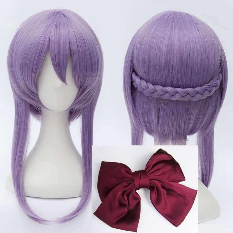 Seraph of the end Hiiragi Shinoa Wigs Light Purple Heat Resistant Synthetic Hair Perucas Cosplay Wig + Wig Cap + Bowknot Hairpin 1